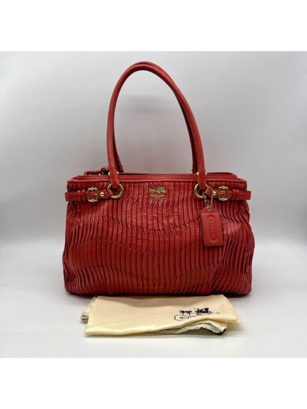Coach Coral Gathered Leather Satchel Bag-22325 - Picture 12 of 12